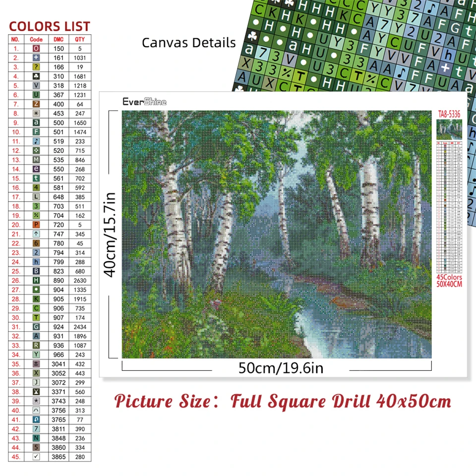 EverShine Diamond Painting Tree Rhinestone Picture 5D DIY Diamond Embroidery Lake Landscape Cross Stitch Mosaic Birch Home Decor