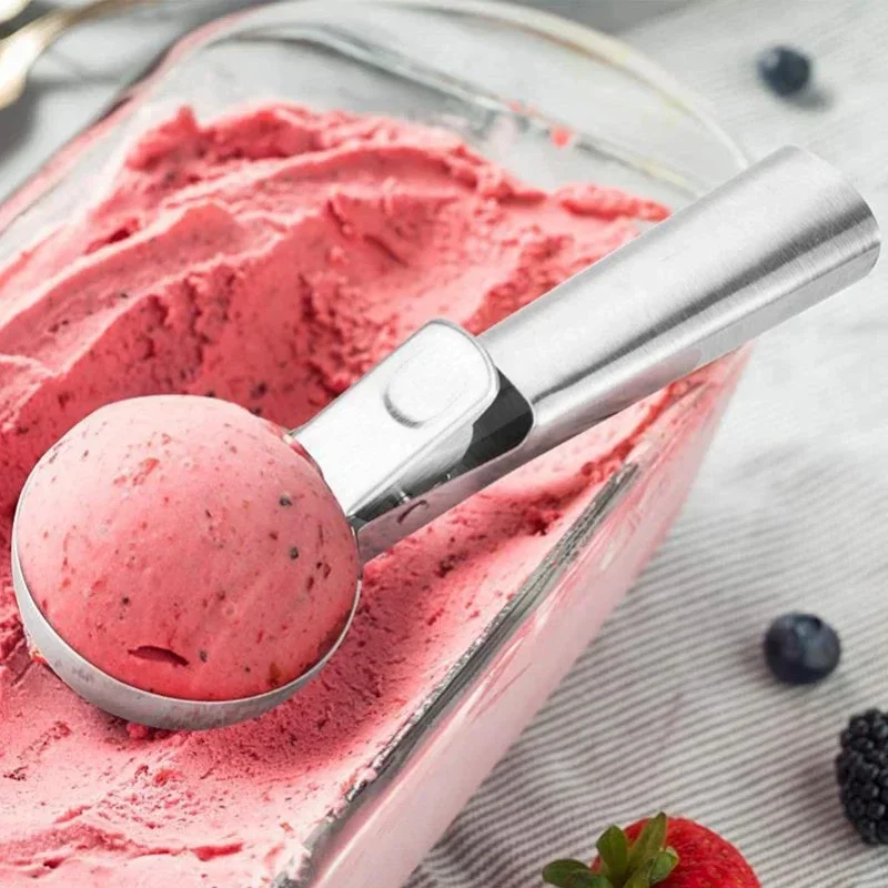 Ice Cream Scoop Stainless Steel Ice Cream Scoops Multifunctional Dual-Purpose Scoop Fruit Watermelon Spoon Ball Scoop Household Ice Cream Tools
