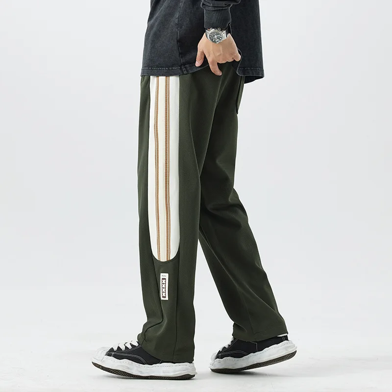 Men's autumn loose striped sweatpants plus size straight leg casual pants