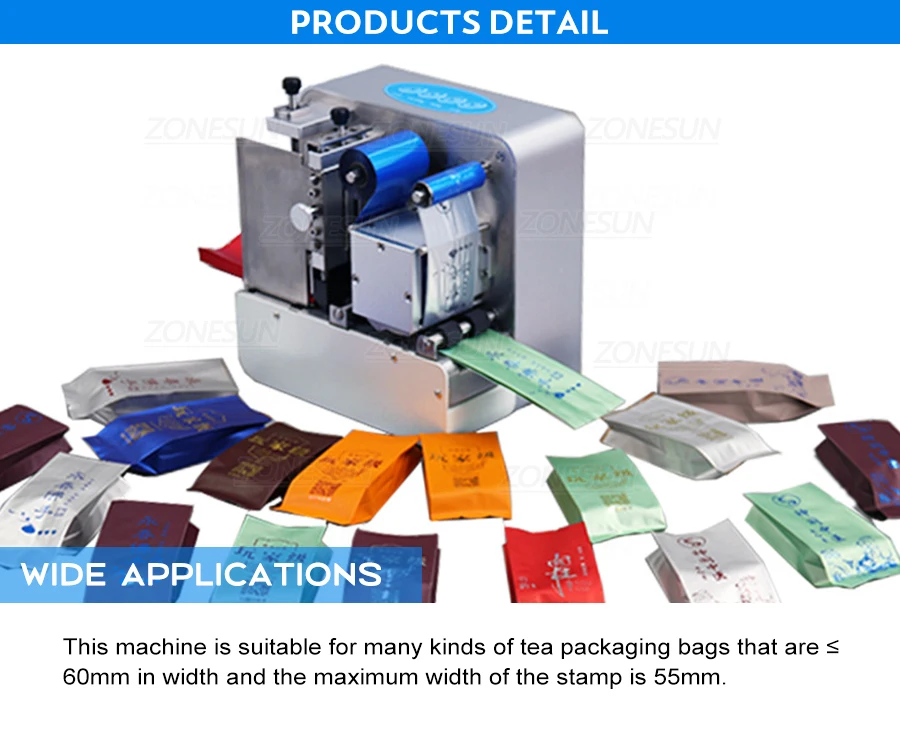 ZONESUN ZS-F550 Digital Plateless Coffee&Tea Bag Stamping Machine