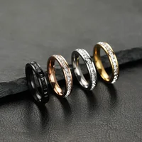 Fashion Jewelry New Single Double Row Starry Sky Square Zircon Crystal from Austrian Titanium Steel Couple Ring 2