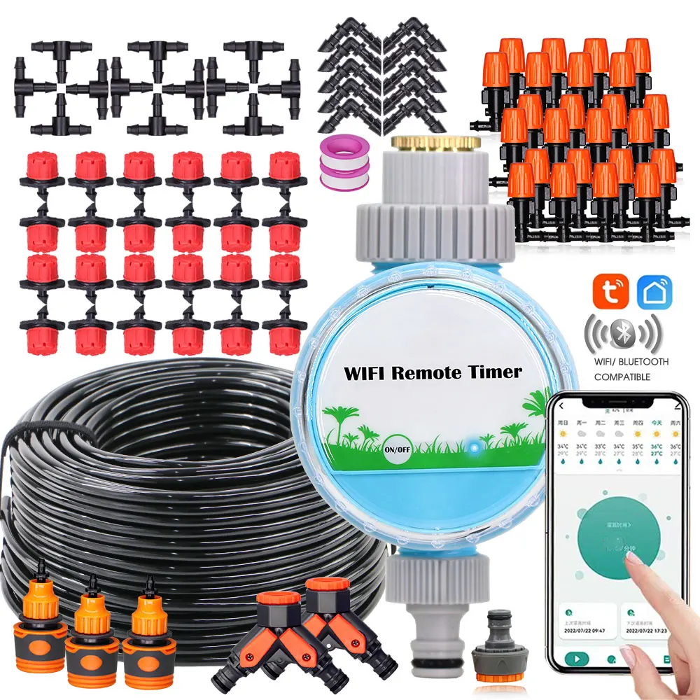 

10-50M Automatic Drip Watering System Wifi/Bluetooth Compatibility Timers Irrigation Kit for Plants Garden Home Smart Sprinkler