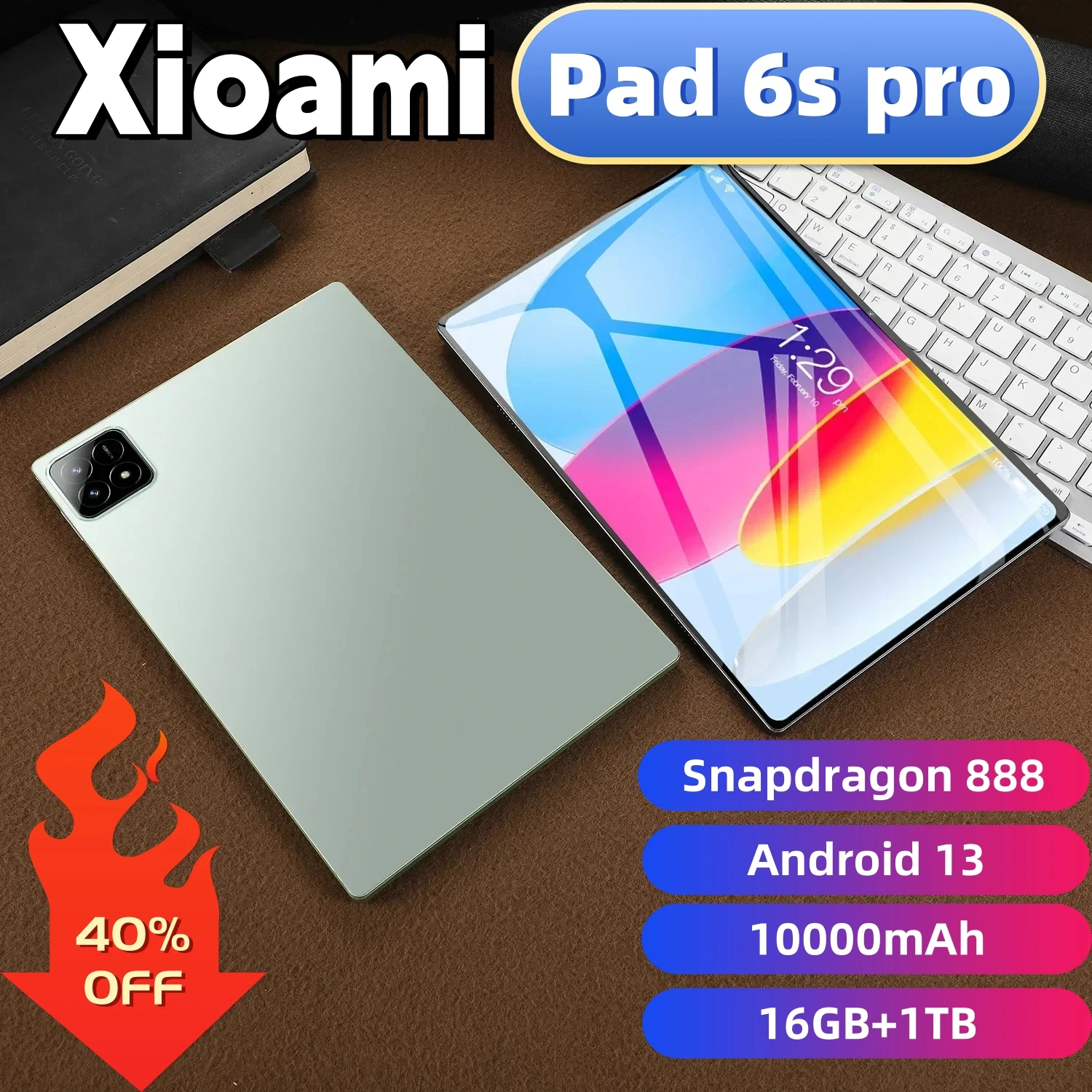 

2024 Global Version Original Pad 6S Pro Tablet 11inch HD 4K Android 13 16GB+1T 10000mAh 5G Dual SIM Bluetooth WiFi GPS Tablet