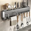 Wall-Mounted Multifunctional Storage Knife Rack Kitchen Storage Rack Detachable With Multiple Bracket And Hook Chopsticks Holder 1