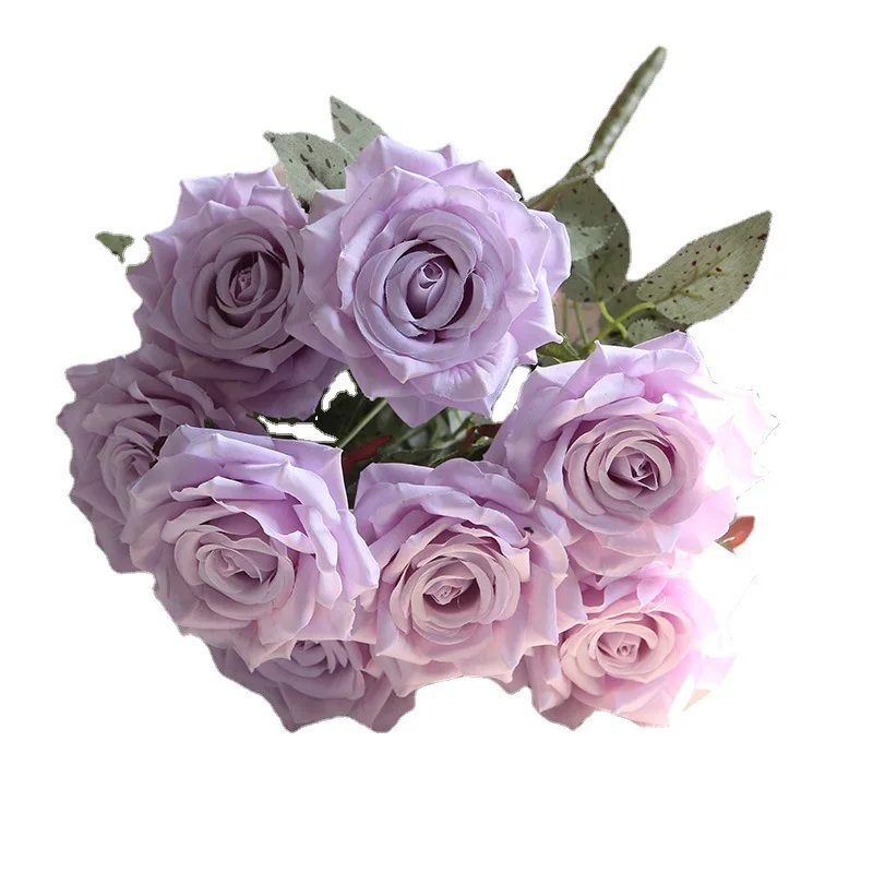 Rose Pink Silk Artificial Flowers Bouquet Cheap Fake Flower For Home