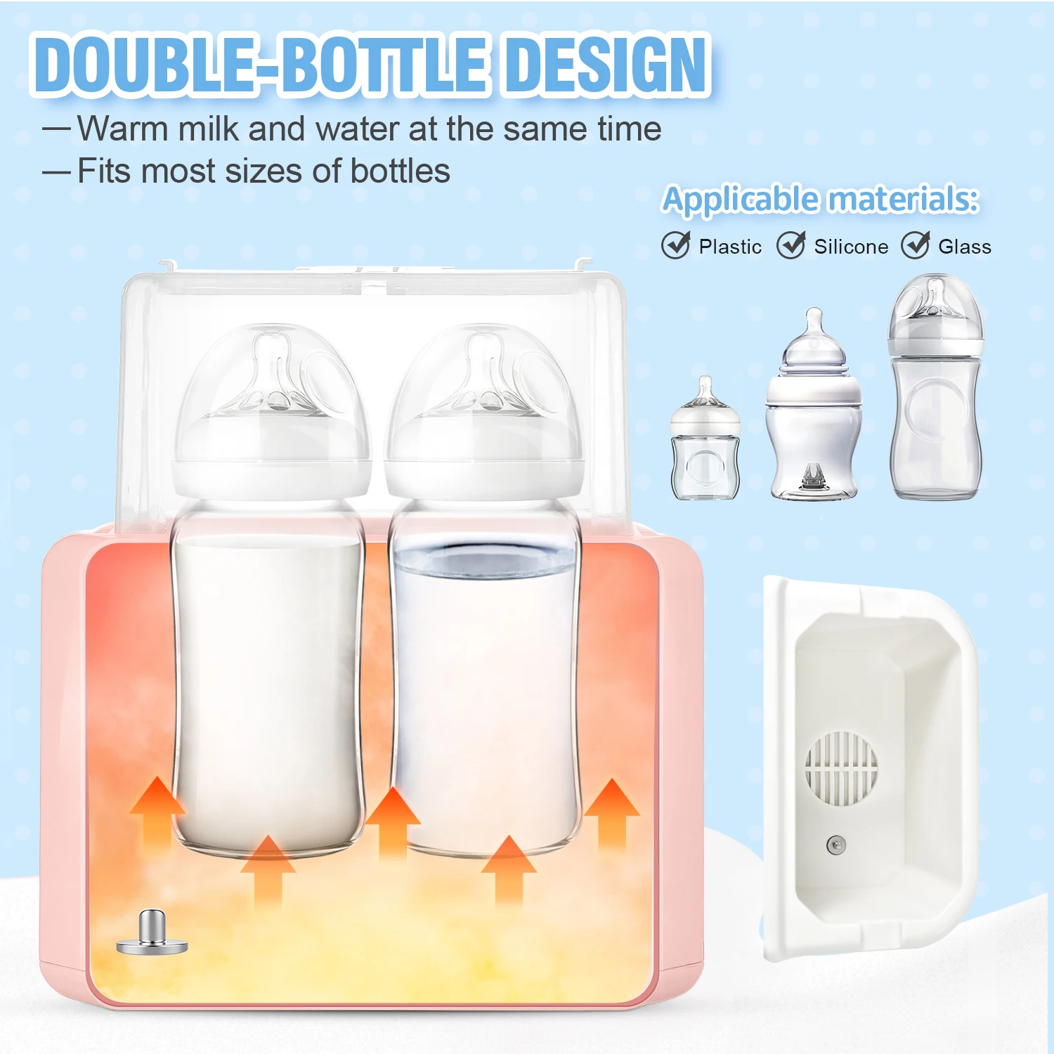 Baby Bottle Warmer e esterilizador, display LCD, controle de temperatura preciso, aquecedor duplo para leite materno