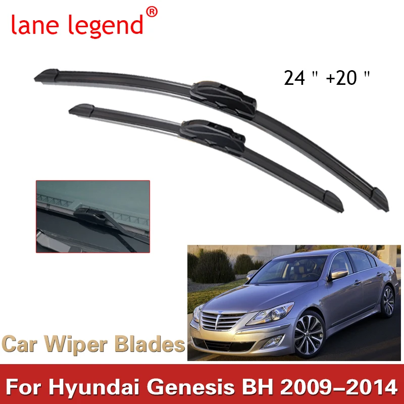 

For Hyundai Genesis Rohens BH MK1 2009 2010 2011 2012 2013 2014 Car Wiper Blade Windscreen Cutter Silicone Rubber U J Hook Arm