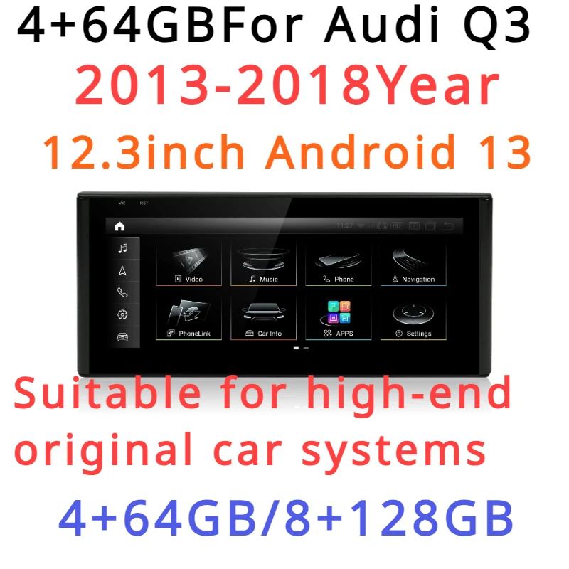 

8G 128G Android 13 беспроводной Авто для AUDI 13-18 Q3 автомобильные видеоплееры с GPS-навигацией Bluetooth Android радио 12,3 дюймов