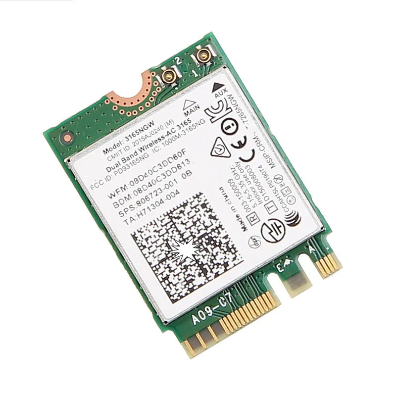 듀얼 밴드 무선 AC 인텔 3165 NGFF 802.11ac 와이파이 3165NGW M.2 WLAN 카드, 블루투스 4.0 M2, 2.4G, 5Ghz, 433Mbps