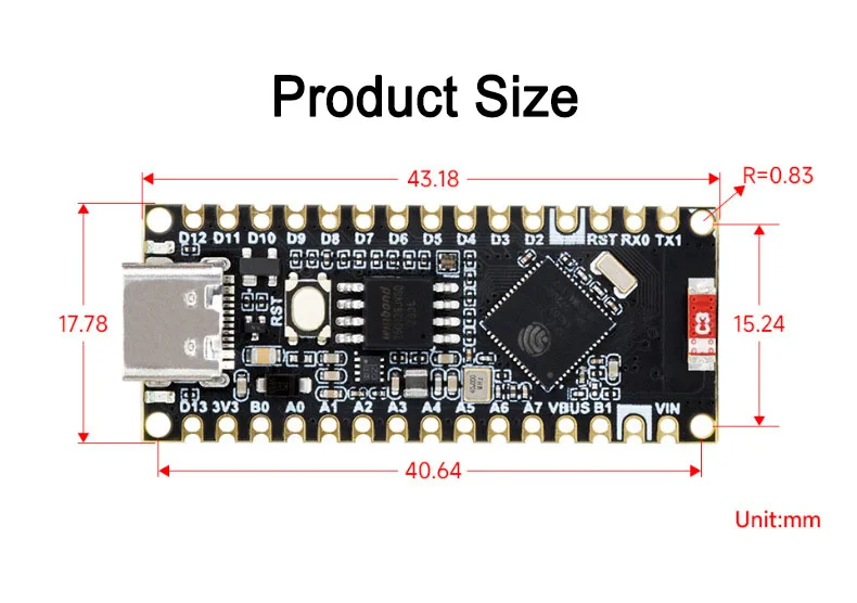 Фото Оригинальная детская макетная плата ESP32-S3 Nano ESP32, совместимая с Arduino Nano №5