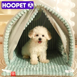 HOOPET  Closed Dog House Winter Windproof Nest for Dogs Cats with Door Curtain Outdoor Portable Cat Tent  Dog Villa Sleep Kennel