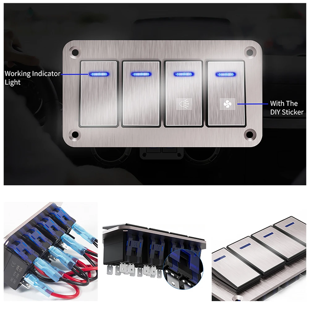 Waterproof 26 Gang Switch Panel Universal Toggle Switch Onoff Rocker