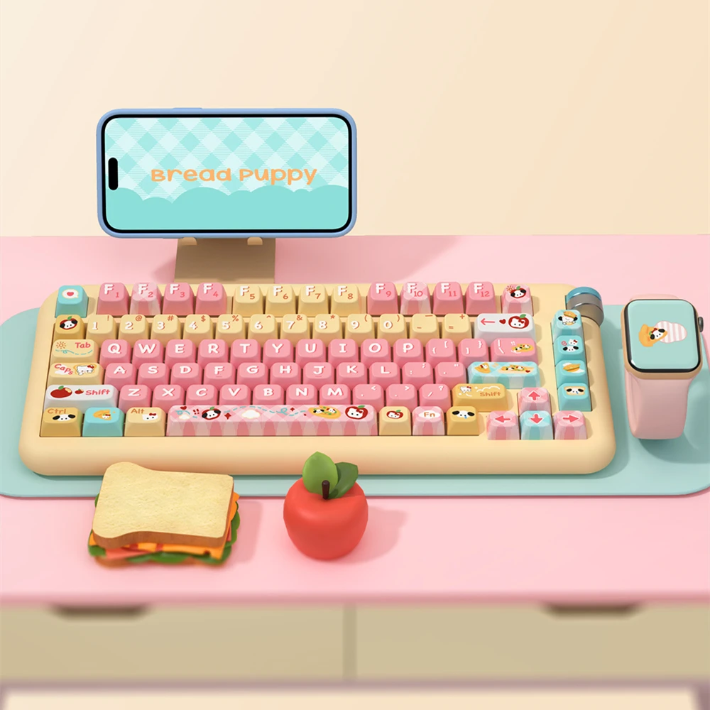 

PBT sublimation MDA keycap bread dog cartoon keycap MDA profile keycap game mechanical keyboard keycap MX Switch