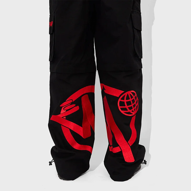 Minus Two Streetwear Y2k Harem Casual Pants Men Elastic Waist Black Multi Pocket Loose Cargo Pants For Men Women Sports Trousers