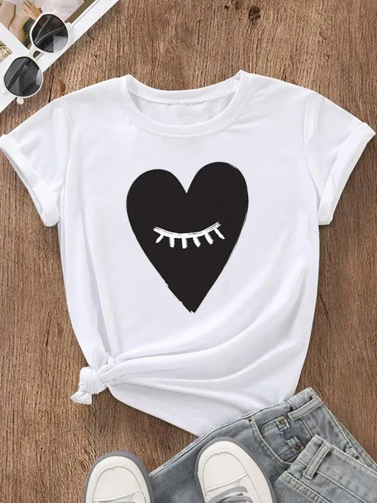 

Sweet Love Watercolor Trend 90s Short Sleeve Printed Female Casual Tee Graphic T-shirts Clothing T Fashion O-neck Women Clothes