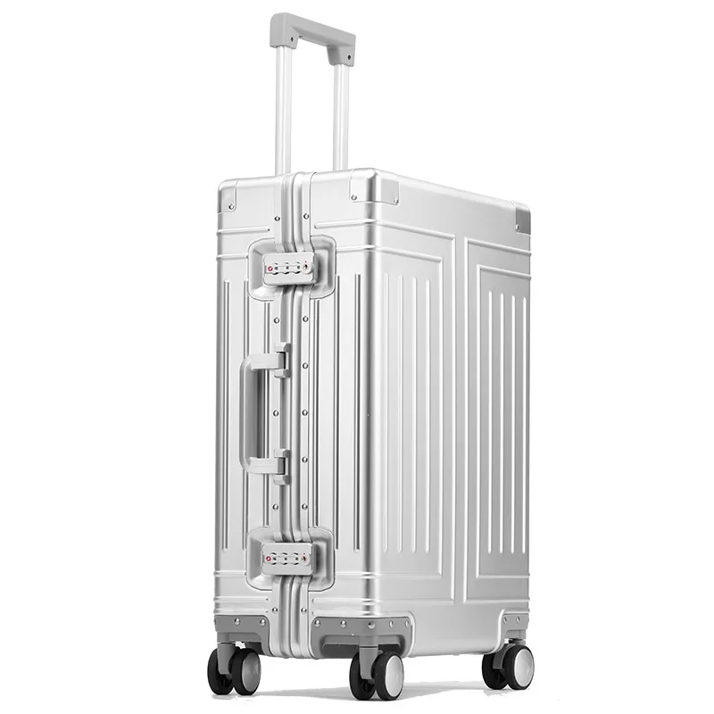 

Suitcase 100% All Aluminum Magnesium alloy Luggage alloy trolley Trolley On Wheels Boarding travel box wheel trunk