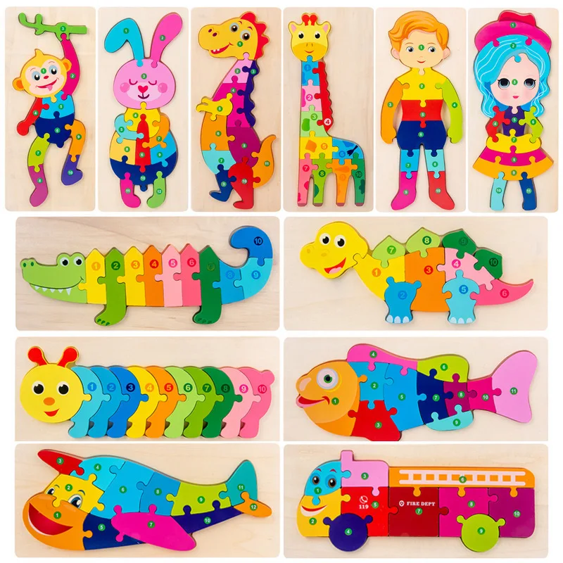 Enhanced Montessori Wooden 3D Dinosaur Puzzle - Educational Toy