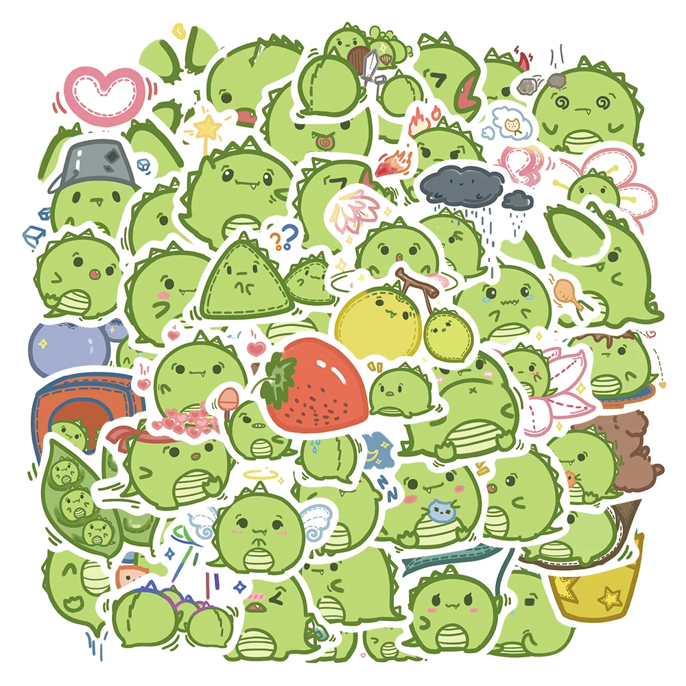 

10/30/50PCS Little Green Dinosaur Stickers for Skateboard Laptop Guitar Luggage Fridge Scrapbook Phone Cartoon Graffiti Decals
