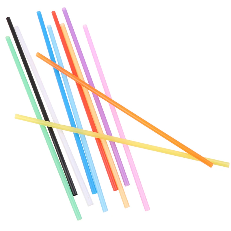 100 Pieces 6*260mm Plastic Straws Drink Juice Straws Children\'s DIY Handmade Flat Mouth Straight Tube Straws
