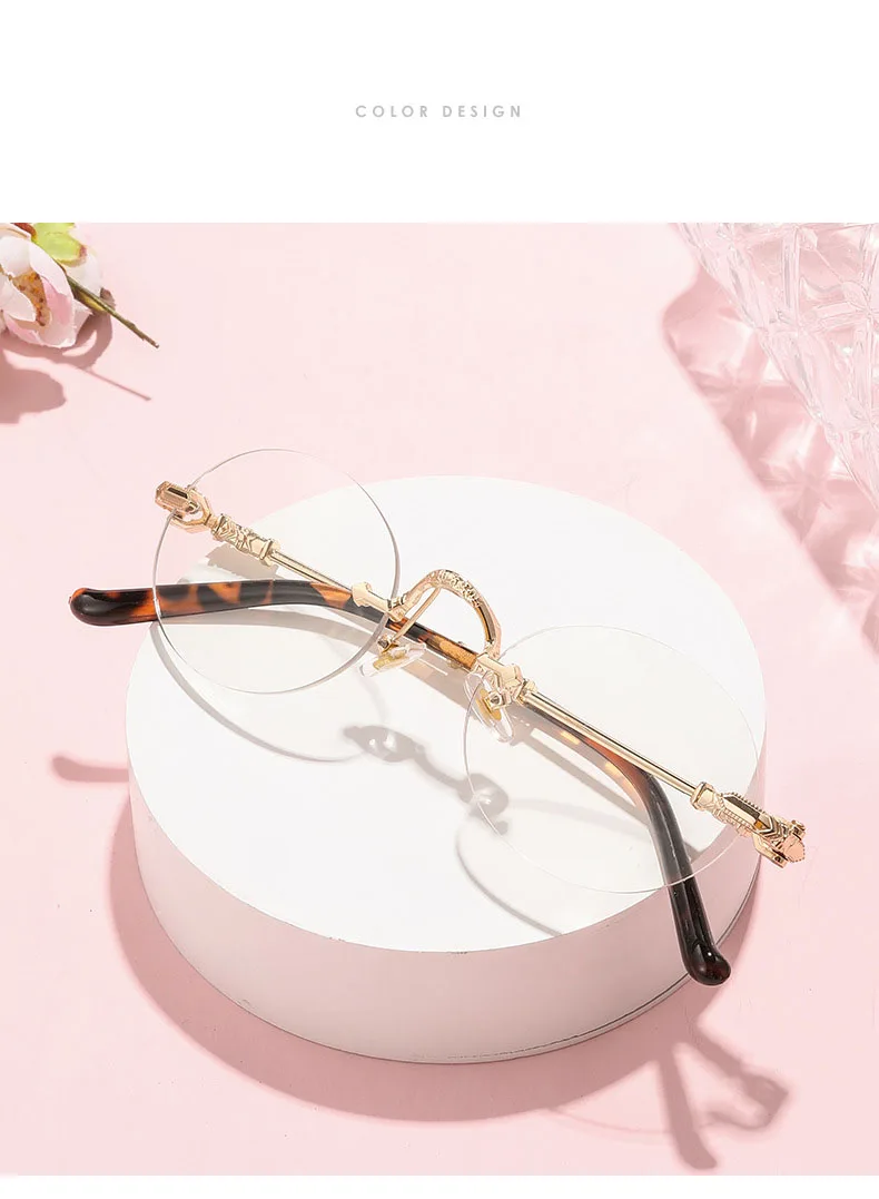 Lichtempfindliche, farbwechselnde, rahmenlose, randgeschnittene Brille, trendige Anti-Blaulicht-Myopie-Brille mit großem Rahmen 60032 – Detail 9