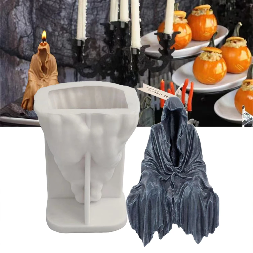 

Death Silicone Candle Mold King Of Dark Ghost Soap Mould DIY Handmade Aromatherapy Candle Plaster Ornaments Halloween Decor Prop