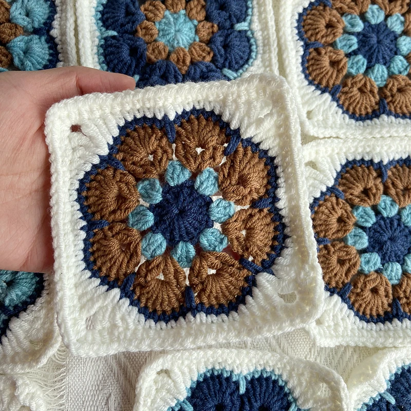 DIY Knitted Pattern Cards Mix Matchs Designs Granny Square Mixed Color Handmade Crochet Weave Blankets Or Backpacks 12PCS