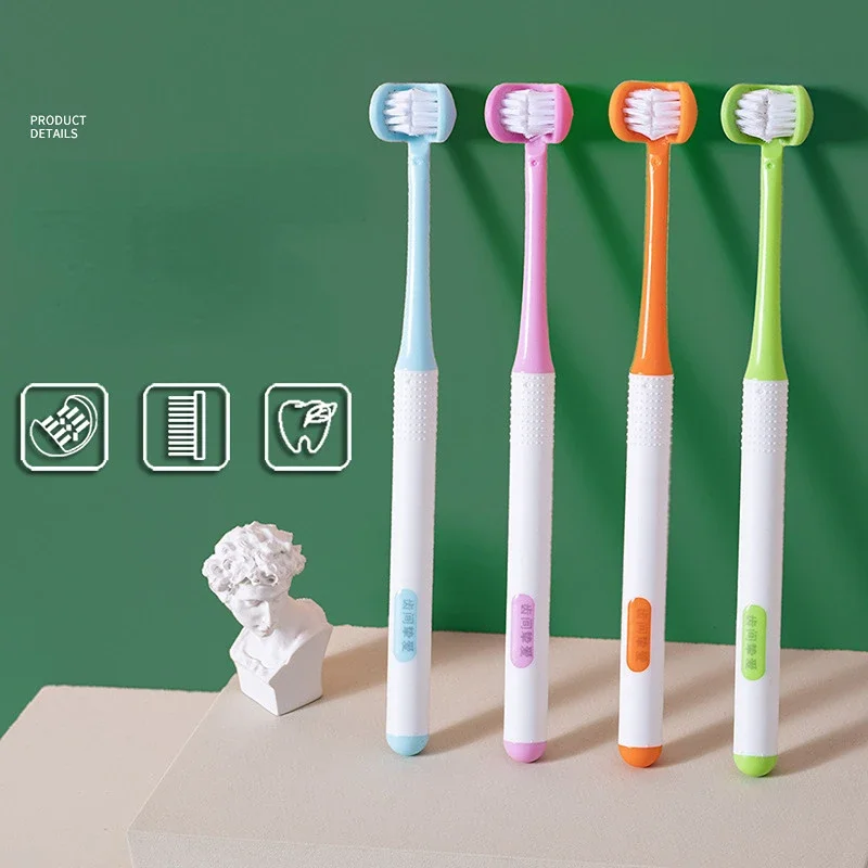 

Kids 360° Clean Tooth Teeth Clean Brush Three Side Soft Toothbrush Baby Oral Health Care with Antiskid Handle Dental Care 3-12Y