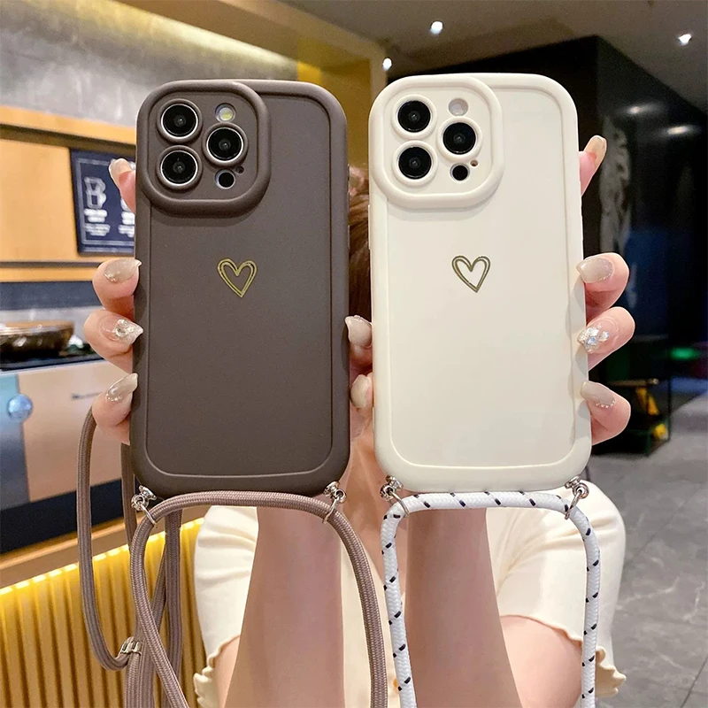 รูปสินค้า เคสสายคล้องคอ Lanyard Love ซิลิโคน สำหรับ iPhone