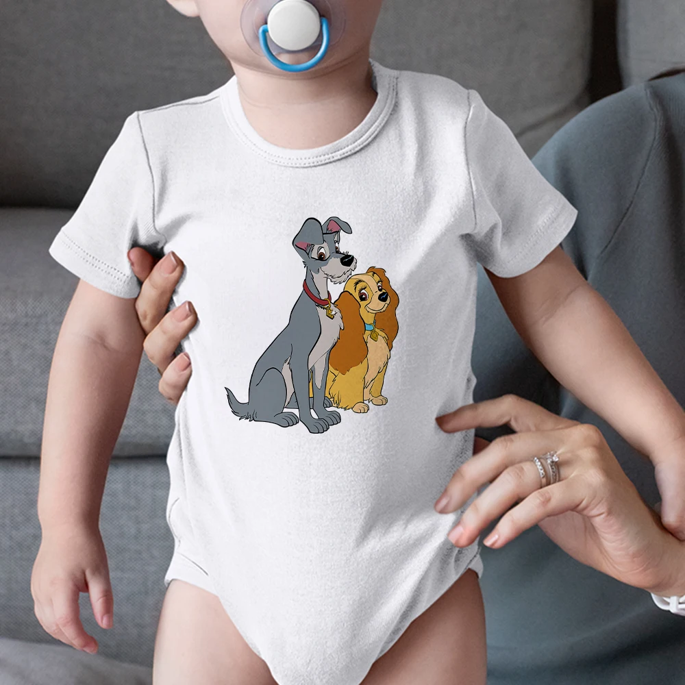 

Disney Lady And The Tramp Toddler Bodysuits Cute Cartoon Creative Pop Harajuku Baby Onesie All-Match Breathable Y2K Style