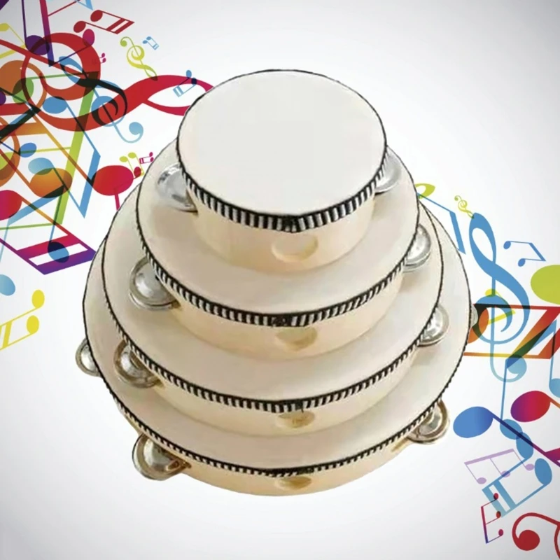 4/6/8/10inch Tambourine Drum Children Educational Tambourine Round Percussion For Party Dancing Toy Musical Instruments