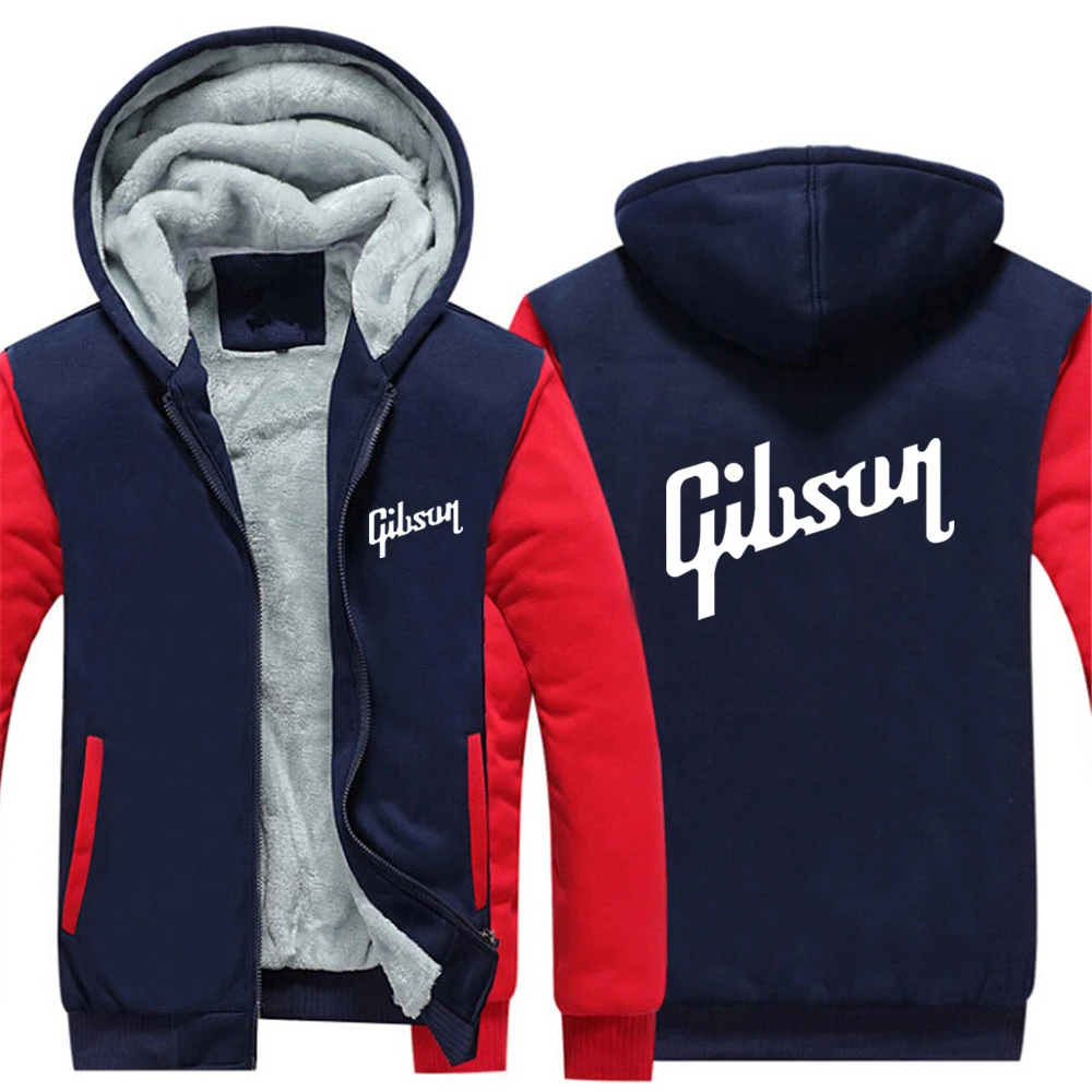 Gibson 2023 Mens Thickening Fleece keep Warm Zipper Hooded Cardigan Jumpers male Solid color Long Sleeve coat top clothing
