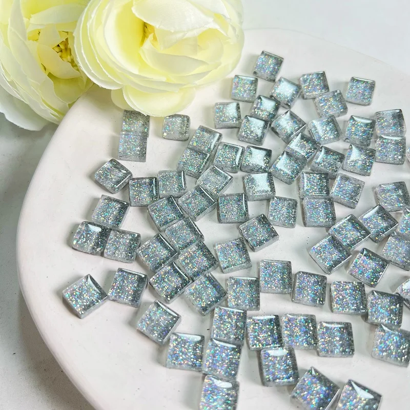 Blue Shine Assorted Glass Mosaic Tiles - 50 Piece Set for Crafts and Home Decoration