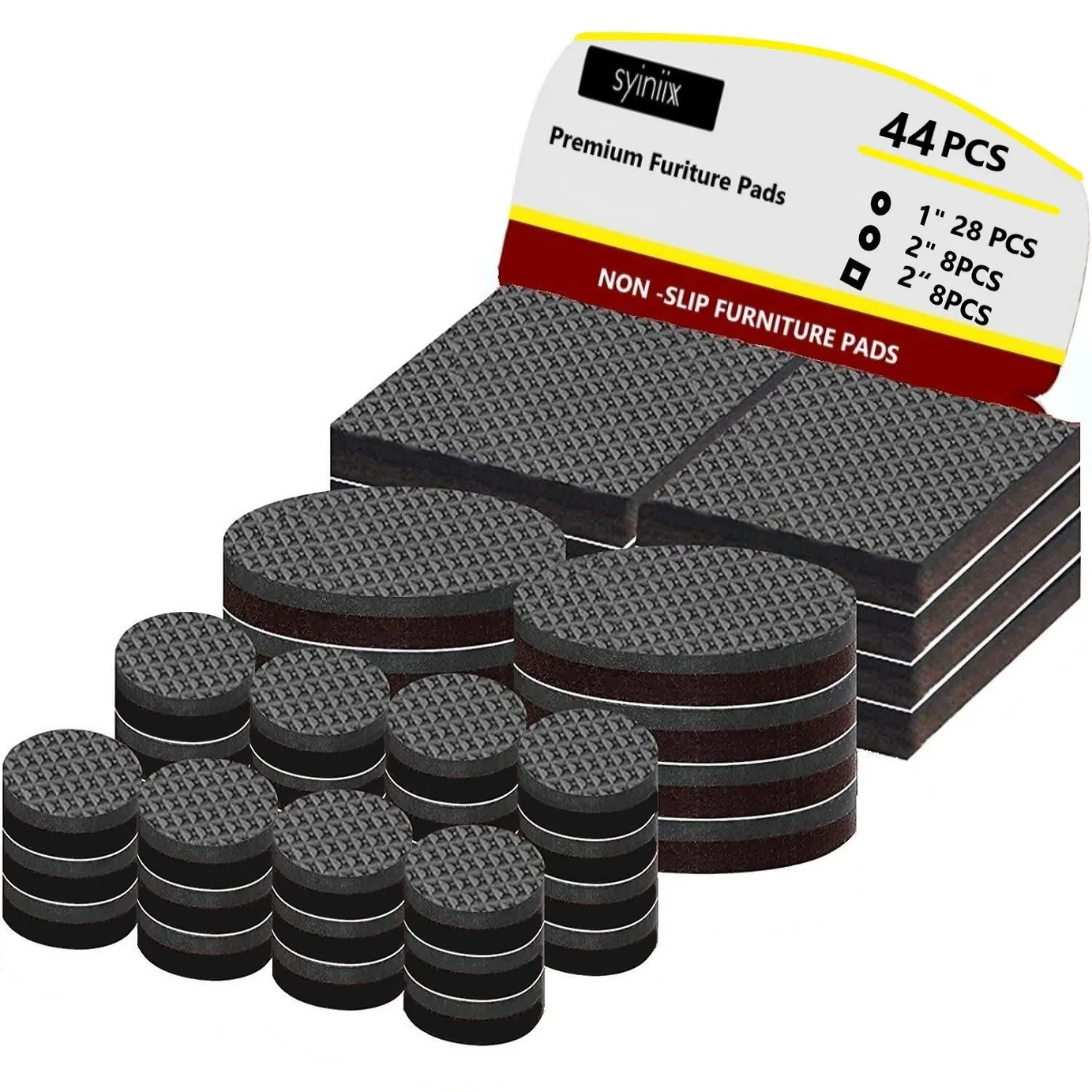 44pcs Furniture Grippers Non Slip Pads for Furniture Legs Self Adhesive Rubber Feet Hardwood Floor Protectors