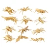 12Pcs Gold Insect Toy Golden Bee Ladybug Figurines Mini Insects Figurines Animal Solid Brass Insect Miniatures For Party 2