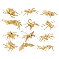 12Pcs Gold Insect Toy Golden Bee Ladybug Figurines Mini Insects Figurines Animal Solid Brass Insect Miniatures For Party 2