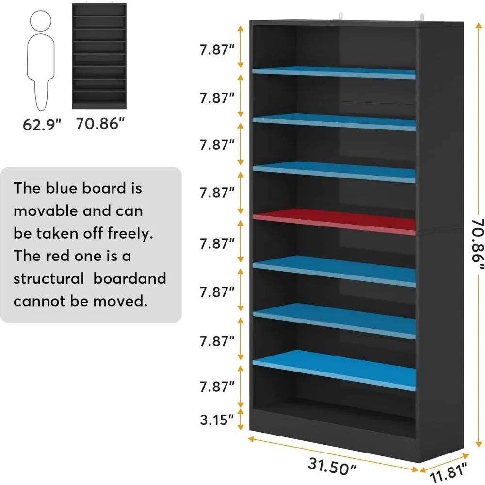 70.8'' 2PCS Shoe Cabinet，9 Tiers 40-45 Pairs Heavy Duty Wood Freestanding Shoe Storage Cabinet，Shoe Cabinet with Open Storage 2