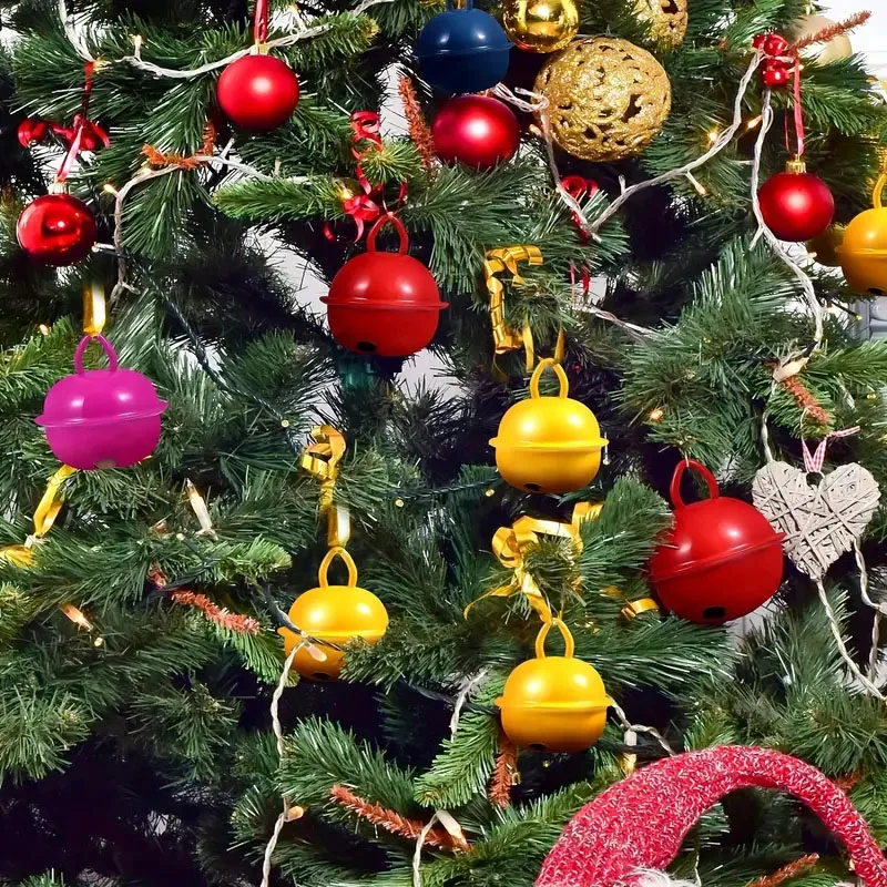 Christmas Decorations 10-50pcs 17mm Colorful Jingle Bells Iron Pendants Hanging Christmas Tree Ornaments Party DIY