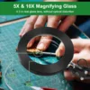 Toolour 5X 10X Magnifying Glass with Light and Stand 3 Lighting Dimmable Magnifier Soldering Magnifying Glass for DIY Close Work 3