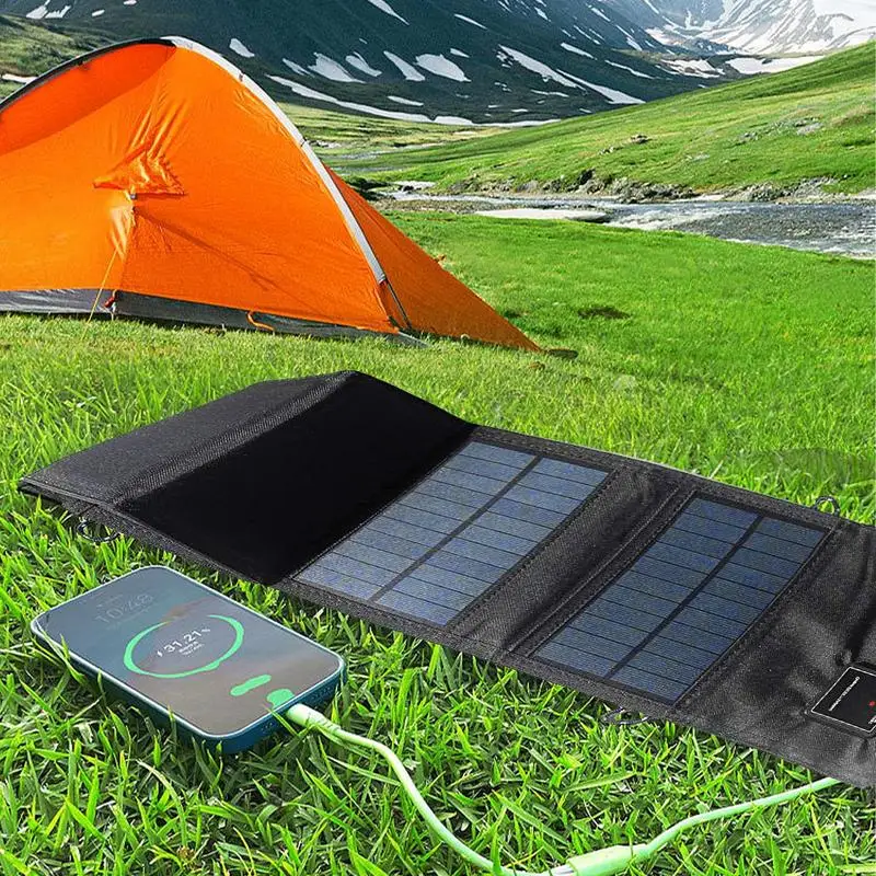 15WSolarPowerBankFastChargerPortablePowerPanelOutdoorTravel