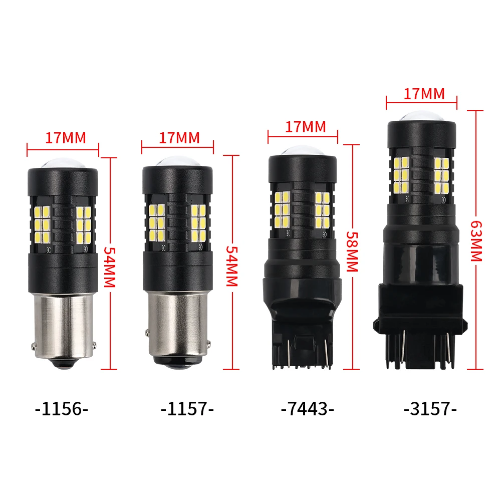 ASLENT 2x Signal Lamp P21w Led Ba15s 1156 Py21w Bau15s Bulb 3030SMD White 1157 Led Bay15d P21/5w Turn Brake Backup Light 12V