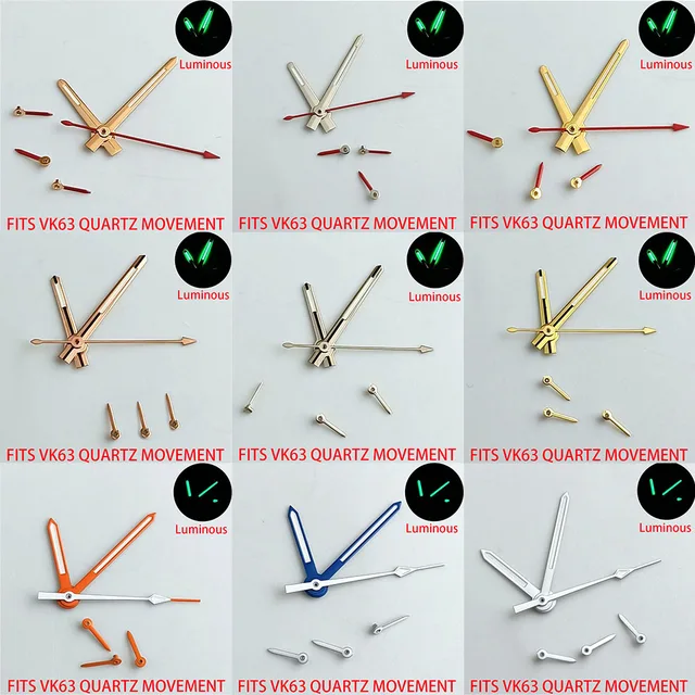 Aiguilles de montre pour mouvement à quartz VK63 VK63A, aiguilles vertes lumineuses 1