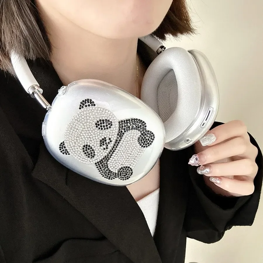 Per Airpods Max Case Cartoon Panda Trasparente Bluetooth Auricolare Custodie Protettive In Silicone Carino Per Apple Airpods Max Cover