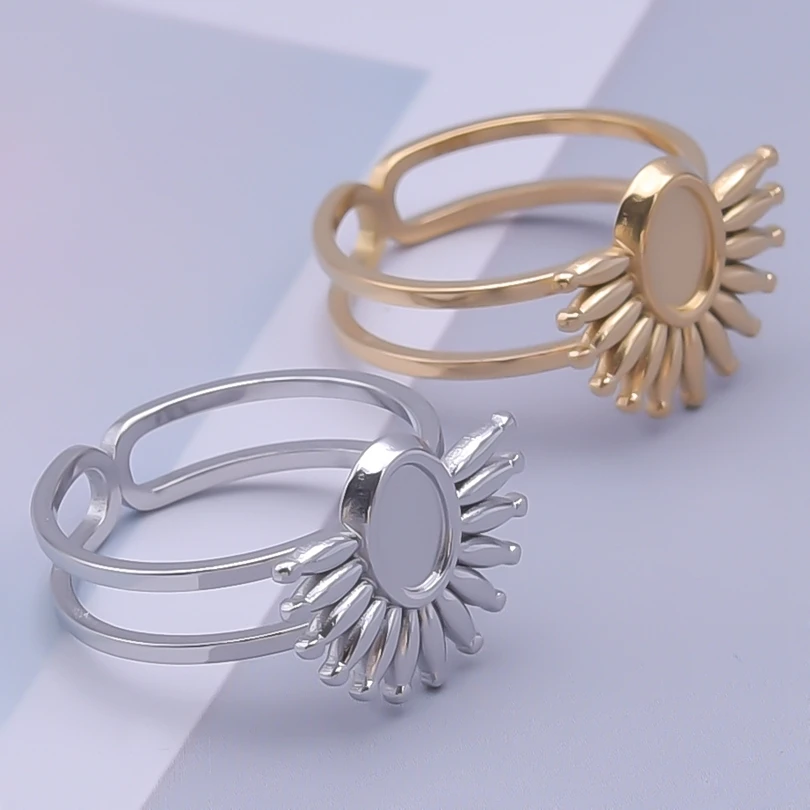 Stainless Steel DIY Rings 6PCS for Women Jewelry Accessories 18K Gold Plated Trendy Jewelry Gift for Girls