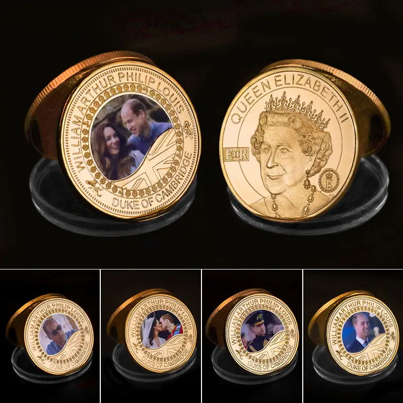 Lot De 5 Pièces Commémoratives Reine Elizabeth II - Plaqué Or - Collection 2022