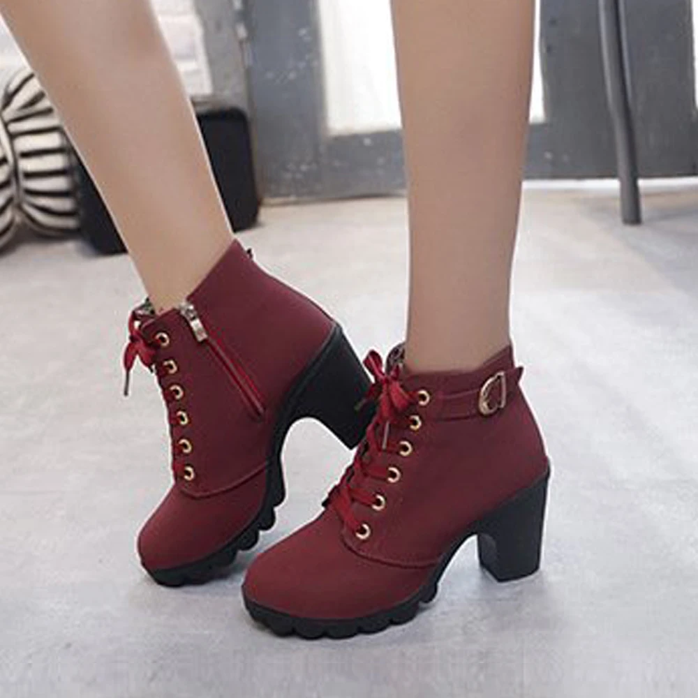 Women Large Size Ankle Boots Autumn And Winter Cross-Strap Short Boots Christmas Birthday New Year Gift