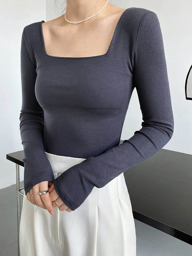 Haut Rayé J.Crew Femme Col Carré, Manches Longues, Coupe Confortable – Taille XXL