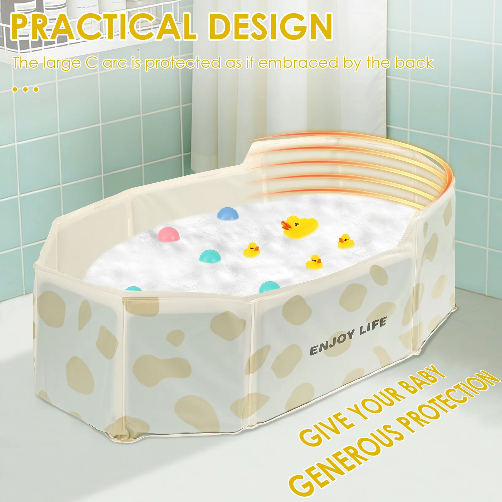 Foldable Baby Bathtub PVC Reinforced Thickened Kids' Bathtub with Drain Valve Pet Bathing Foldable Bathtub Garden Paddling Pool