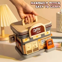 Kids Piggy Bank Coffee Shop Pretend Play Toy Coin Savingbox Money Box Cash Container Children Gift Atm Machine Educational Toy 2