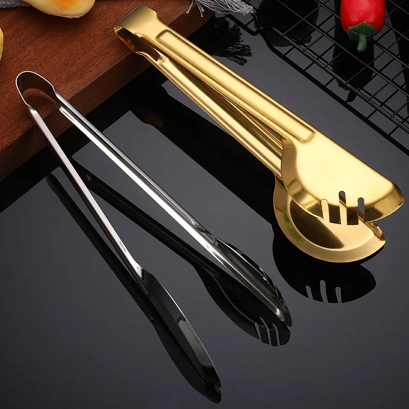 Stainless Steel Non-Stick Food Tongs Salad Beef Clamp Outdoor BBQ Clips Home Cooking Utensils