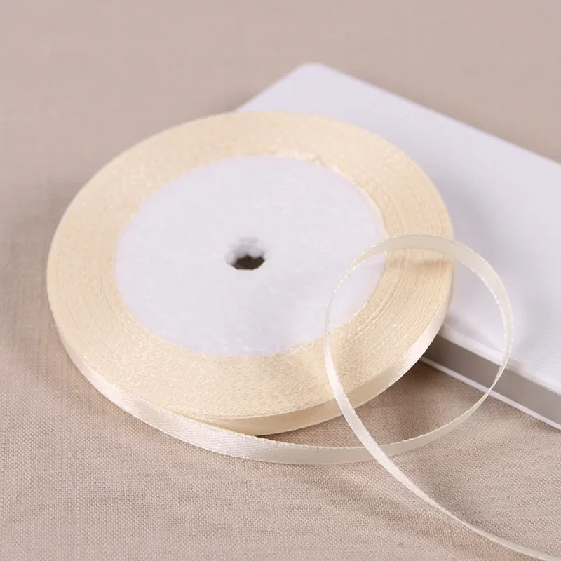 Elegant Beige Polyester Satin Ribbon - 25 Yards for Wedding, Party Decorations & DIY Gift Wrapping